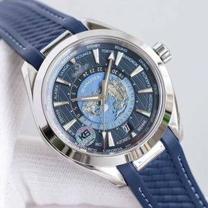 Zhanxi Mingbiao Oujia Blue Planet Watch Mens Business helautomatisk mekanisk klocka världsavdelning titta på vattentät