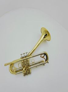 Högkvalitativ trompet krökt klocka BB Tune Brass Plated Professional Musical Instrument med fodral och munstycke Tillbehör3292908