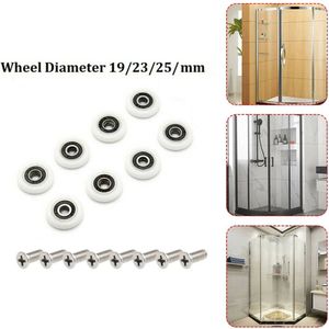 8Pcs Shower Door Runner Rollers Wheels Pulleys Replacement Parts Diameter 19/23/25mm Bathroom Bearing Door Fasteners