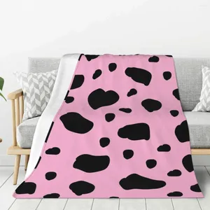 Filtar rosa ko mönster filt varm lätt mjukt plysch kast för sovrum soffa camping