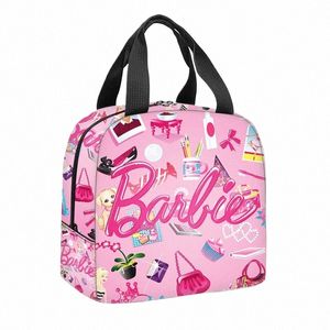 Barbie damska torba na lunch studencka film peryferyjny FI PRINTABLE ALUMINING FOLOP Izolowany chłodnicze torba na lunch J40P#