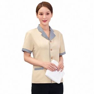 Service Uniform Short Property Hotel Cleaner Kläder Rengöring Tant LG Sleeve Spring and Summer Wear Ov E8W1#