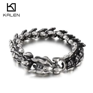 Bransoletki Kalen 10 mm Viking Wolf Animal Bransoletka dla mężczyzn stal nierdzewna 316L chłodny łańcuch ręczny punkowy biżuteria