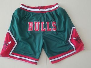 Mens''Chicago''bulls''shortsバスケットボールレトロメッシュ刺繍されたカジュアルアスレチックジムチームショーツグリーン