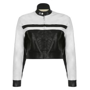 Motorcykelläderjackor Bomberjackor Pu Faux Coats Women Långärmad dragkedja Slim Motor Biker Streetwear 2023 Ny Spring Top