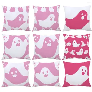 Cuscino rosa carino fantasma di Halloween federa morbida copertura in poliestere decorazioni custodia per la casa all'ingrosso 45X45 cm