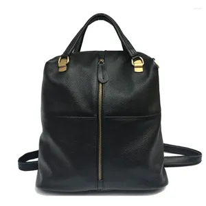 Школьные сумки, дизайнерский женский рюкзак из натуральной кожи, модная сумка на плечо, черная сумка, большая вместительная дорожная сумка через плечо