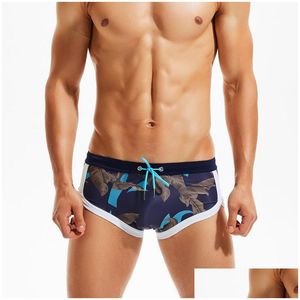 Mens Swimwear 2022 Homens Plantas Tropicais Imprimir Swim Shorts Gay Bikini Homem Low Rise Slip Swimsuit Sunga Briefs Bath Terno XXL Drop Entregar Dh1qw