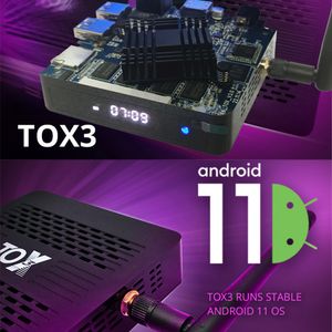 Original TOX3 Smart TV Box Android 11 4GB 32GB Amlogic S905X4 2T2R Dual Wifi 1000M LAN BT4.1 Support AV1 4K HDR Media Player TOX