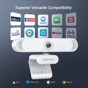 Webcam 4K de depstech DW49 para PC Web cam com cancrofone de cancelamento de ruído/ capa de privacidade/ câmera da web USB de tripé para escritório de computador