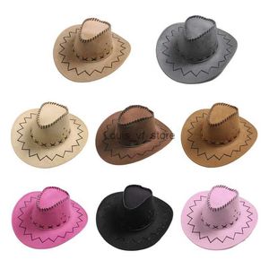 Wide Brim Hats Bucket E8FA unisex Western denim hat with a wide fashionable velvet fabric and jazz windproof suitable for cold outdoor activities H240330