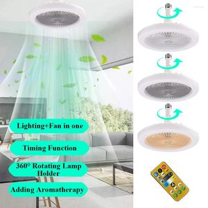 30w Ceiling Fan With Lighting Lamp E27 360° Rotating Converter Base Electric Remote Control Silent Aroma Fans For Room