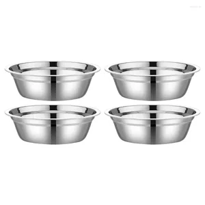 Bowls 4 Pcs Salad Bowl Stainless Steel Soup Student Dish Basin Rice Unbreakable For Mixing