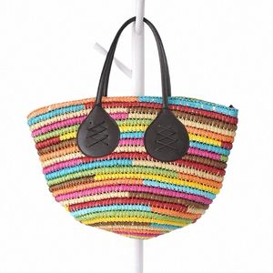 color large-capacity women's bag 2022 new trendy fi woven French niche portable handmade straw bag 30re#