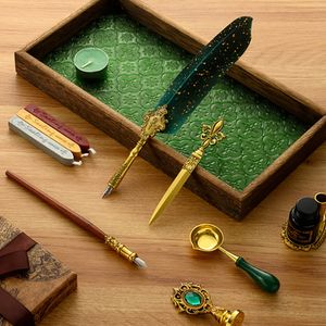 Retro Penn Pen Writing Ink Set Creative Requintado Feather Dip Fountain Pen Desen Supplies Art Crafts Gifts for Home Office