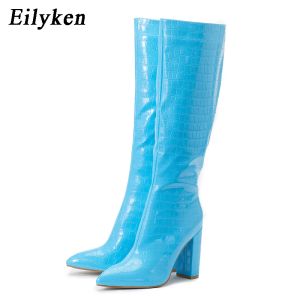 Eilyken Autumn Winter High Obc w Kolee High Serpentine Boots Designer Chunky Buty Zipper Long Botas Mujer