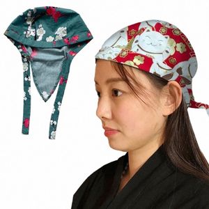 Japan Izakaya Restaurant Waiter Hats Sakura Cuisine Headscarf Hotel Cook Cap Food Service Work Hat Bakery Cooking Caps 75TC#