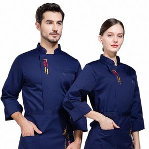 waterproof Autumn and Winter Western Hotel Chef Uniform Clothing Restaurant Baking Kitchen Whol l04A#