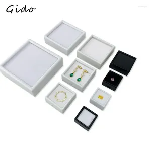 Jewelry Pouches Acrylic Square Box Treasure Case Gem Stone Plastic Transparent Ring Diamond Bare Display 6pcs
