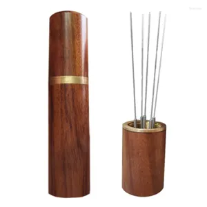 Jewelry Pouches Coffee Tamper Stainless Steel Needles Wood Handle Espresso Powder Stirrer Distributor Leveler Tools Kitchen Accessories