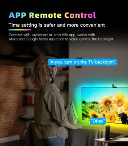 RGBIC TV TV Striscia di retroilluminazione Luci da 12 V barre di lampade ambientali Tuya Wifi Screen Music Sync Alexa Google Home Control con la fotocamera