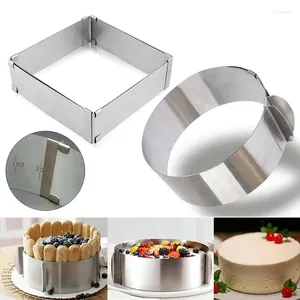 Baking Moulds 1-2pcs/set Adjustable Mousse Ring Set Round&Square Stainless Steel Cake Mold Birthday Wedding Decorating Tools