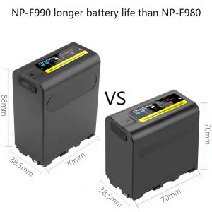 12000MAH NP-F990 NP-F970 F960 Decodierungsbatterie für Sony Camcorder HXR-MC1500C NEX-EA50 HVR-Z7C NX3 5 LED-Videolicht