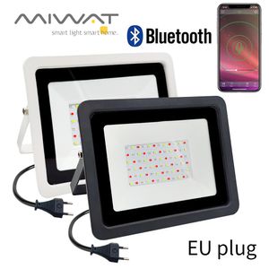 Refletor LED RGB Smart FloodLight Outdoor Spotlight ao ar livre 50W 100w Impermeável 220V Lighting fria e fria Bluetooth App Control