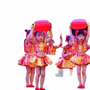 children's festive yangko s for boys and girls Chinese wind drum s rap China red dance performance s. j9LX#