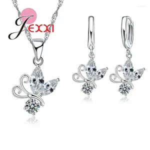 Halskette Ohrringe Set Verkauf 925 Sterling Silber Niedliche Schmetterling Mode Damen Und Accessoires Für