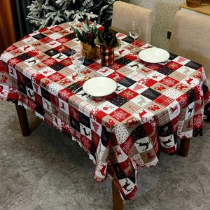 Panno da tavolo cartone animato in stile natalizio per le tovaglie stampate decorazioni da pranzo multiuso per la raccolta di famiglie