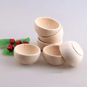 Bowls 4pcs Unfinished Wooden Playthings Bowl Crafts Durable Anti -fall Sauce DIY Face Mask Mixing Appetizer