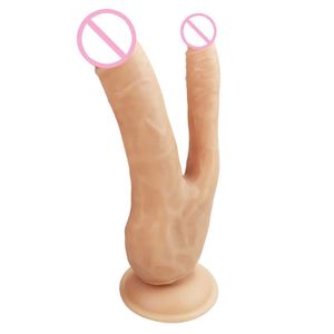 Nxy Dildos Dongs Double Double Penetration Vagina und Anus Big Realistic Penis Soft Skin Feel Phallus Sex Toys Dick für Frauen Masturbation 240330