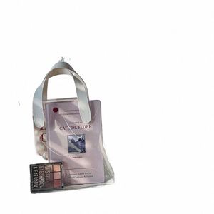 1pc Clear Tote Çanta Şeffaf Dükkan Çantaları Omuz Çanta PVC Hediye Kozmetik Plastik El Hediye Çantası X4AS#