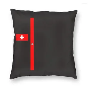 Kudde Soft Schweiz Flagg Kastfodral Hem Dekorativ anpassad Square Swiss Cross Pillowcover för vardagsrum