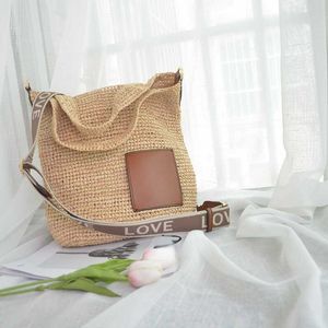 Beach Leather Hand-woven Simple Bag Straw Raffite Messenger Woven Retro Handbags Brown Tote Versatile 230116 Aefgb