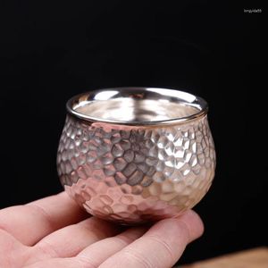 Кружки винтажные серебряные чашки для чая 60 мл эспрессо чаша ручной ковки китайская чайная посуда набор напитков аксессуары подарок