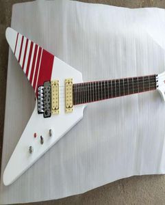 Jack Son Killswitch Buckethead Kfc White Flying V gitara elektryczna 24 Jumbo Frety Czerwony Kill Switch Button Floyd Rose Tremolo Bridg2054066