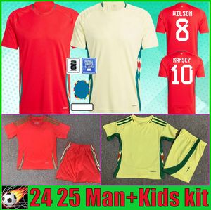 Wales 24 25 Soccer Jerseys Wilson Bale Allen Ramsey 2024 National Team Football Shirt Brooks Johnson Home Red Away Yellow Man Kid Kit Kit Uniforms