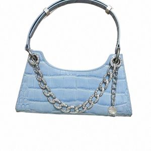 pearl Baguette Chain Frog Bag Genuine Leather Crocodile Print Shoulder Bag Luxury Designer Handbags High Quality 2023 New 66Wo#