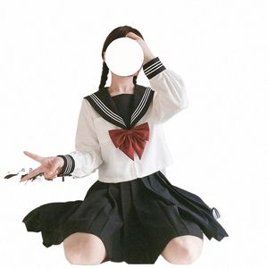 Schwarz mit 3 weißen Linien, japanische Studentenuniform, JK-Uniform, Anzug, LG, kurzärmeliger Matrosenanzug, plissierter Lolita-Rock, Klassenanzug q1Ln#