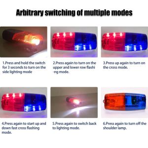 Portable USB LED Red Blue Flashing Shoulder Clip Lamp Emergency Safety Warning Signal Police Light