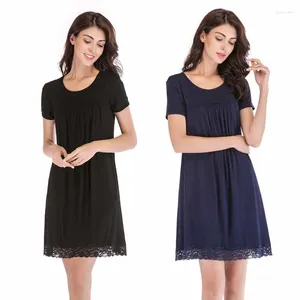 Mulheres sleepwear elegante mulheres nightdress modal lace borda camisola casual moda casa roupas verão manga curta lingerie íntima