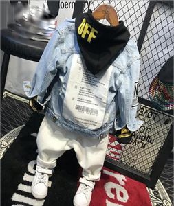 Çocuk Giyim Setleri Moda Karikatür Çocuklar İlkbahar ve Sonbahar Denim Ceket Hoodies Jeans 3pcs Erkekler Set Toddler Erkek Giyim M8858251