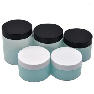 Storage Bottles 20pcs Wide Mouth Bottle Empty Plastic Jar Light Blue Cosmetic Pots Black White Lid 3oz 100G 120G 150G 200G 250G Cream