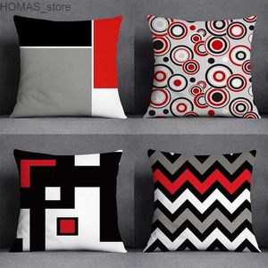 Pillow Red geometric pattern decorative case Fashion Sofa Chair Car cushion cover Bedroom Room Home decor Embrace Y240401