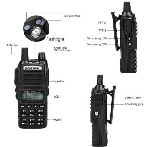 Baofeng UV-82 8W или 5W Walkie Talkie Talkie Двойной диапазон Dual Band VHF 136-174 МГц UHF 400-520 МГц CTCSS DCS Двухчастотный дисплей двумерный радио