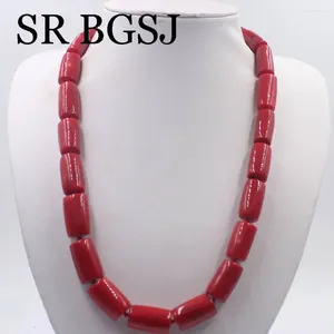 Pendants 10-14mm Red Orange Natual Coral Beads Women Elegant Jewelry Choker Statement Necklace 21inch