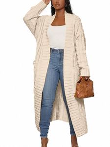 plus Size Simple Versatile 2023 Autumn and Winter New Women's Extra Lg Cardigan Loose Knit Sweater, Solid Color with Pockets Y7vG#