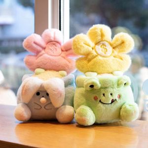 Funny Money Flower Plush Toy Creative Colorful Sunflower Potted Plant Animals Frog Bunny Pig Stuffed Girl Heart Gift Home Decor